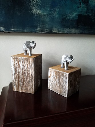 Reclaimed Wood Elephant Bookends / Accents
