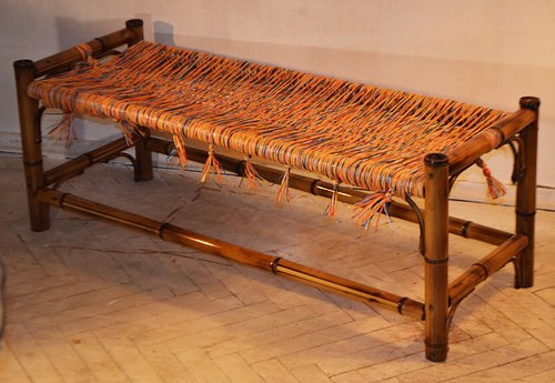 Bamboo Bench With Tassels / ბამბუკის სკამი ფუნჯებით