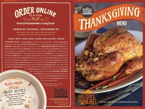 Whole Foods Market Thanksgiving Menu