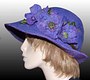 Blue floral pure wool hat