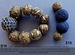 B14  Denim gold beads, round 13 beads