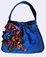 blue velvet floral bag