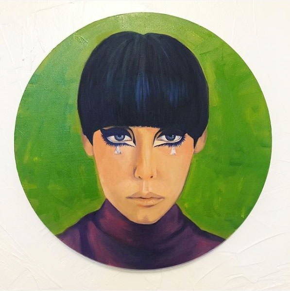 "Peggy Moffit" Oil on round wood board, 2018