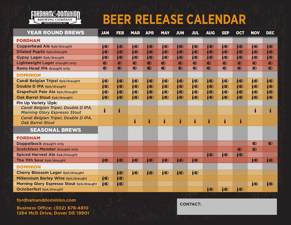 Beer Release Calendar for Sales staff.