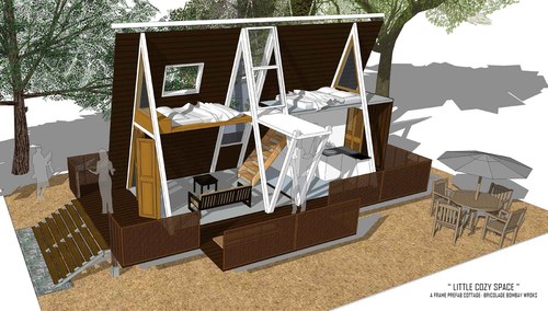 Sectional Isometric of " Wooden Cottage" - Bricolage Bombay Works