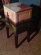 Shepardess bedside table- cloudscape on top by Lori Holdread, side lanscapes, too.