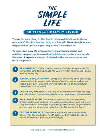 The Simple Life 50 Tips for Healthy Living | Website Handout P. 2