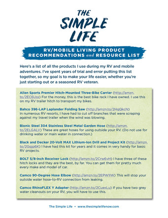 The Simple Life Mobile Living Product List | Website Handout P. 2