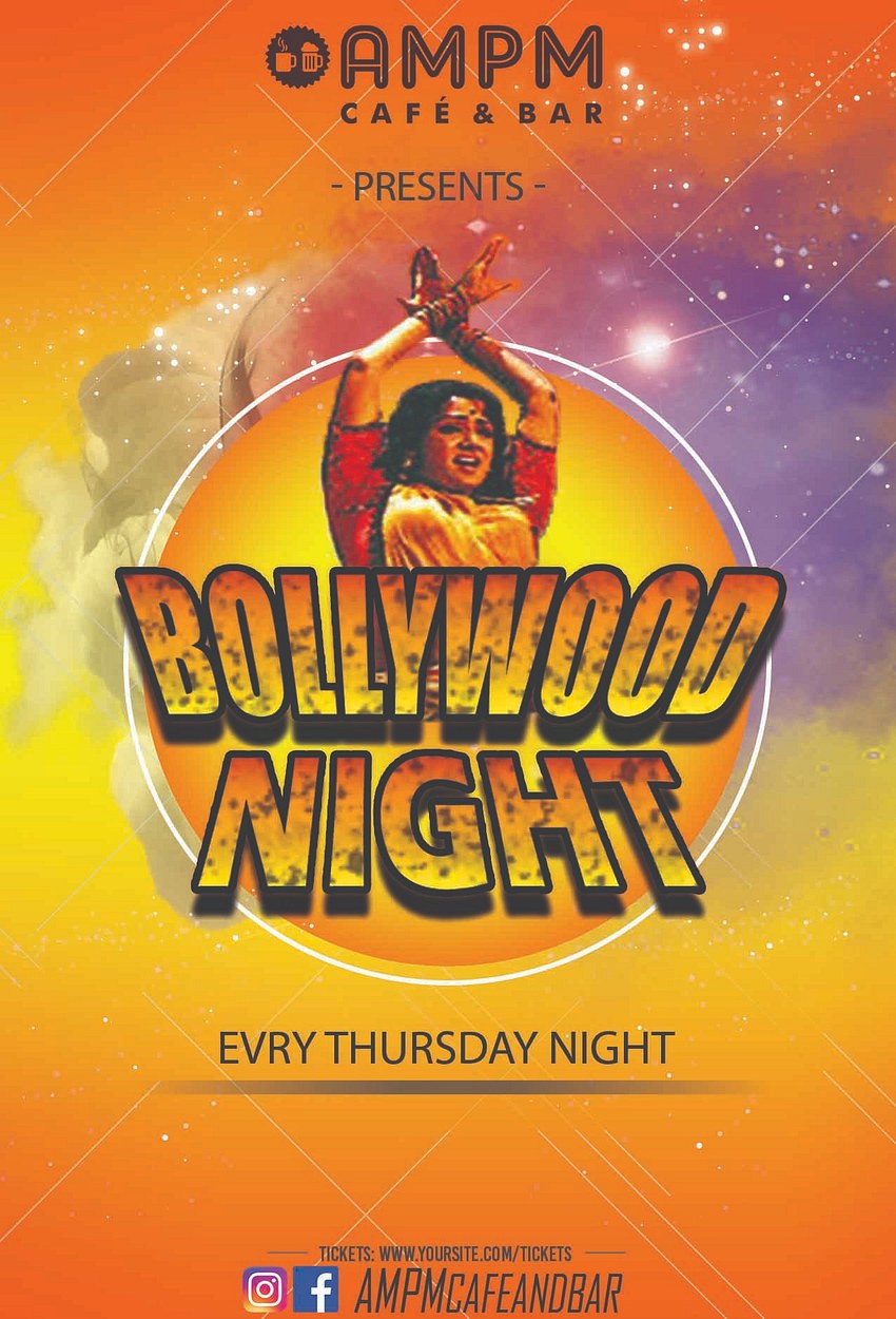 Bollywood Night Banner for AMPM Cafe and Bar 