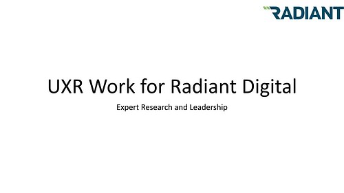 UXR Work Summary for Radiant Digital