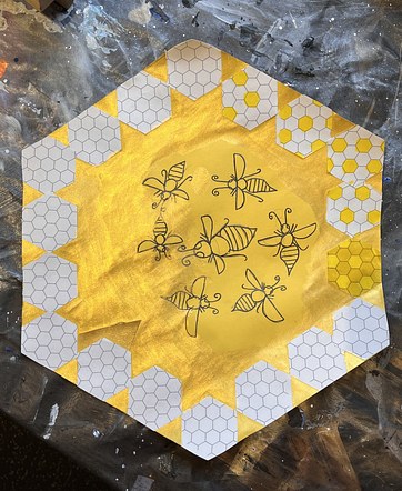 Second Grade Art and Science Pollinator Collage - Golden Honey
