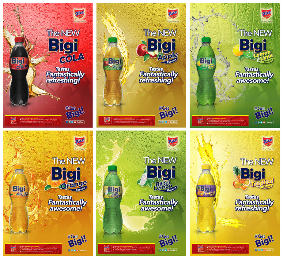 Bigi Beverage Variants Label and Logo Design