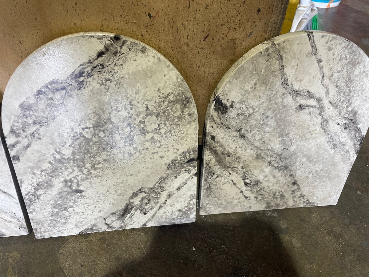 Faux marble samples on wood