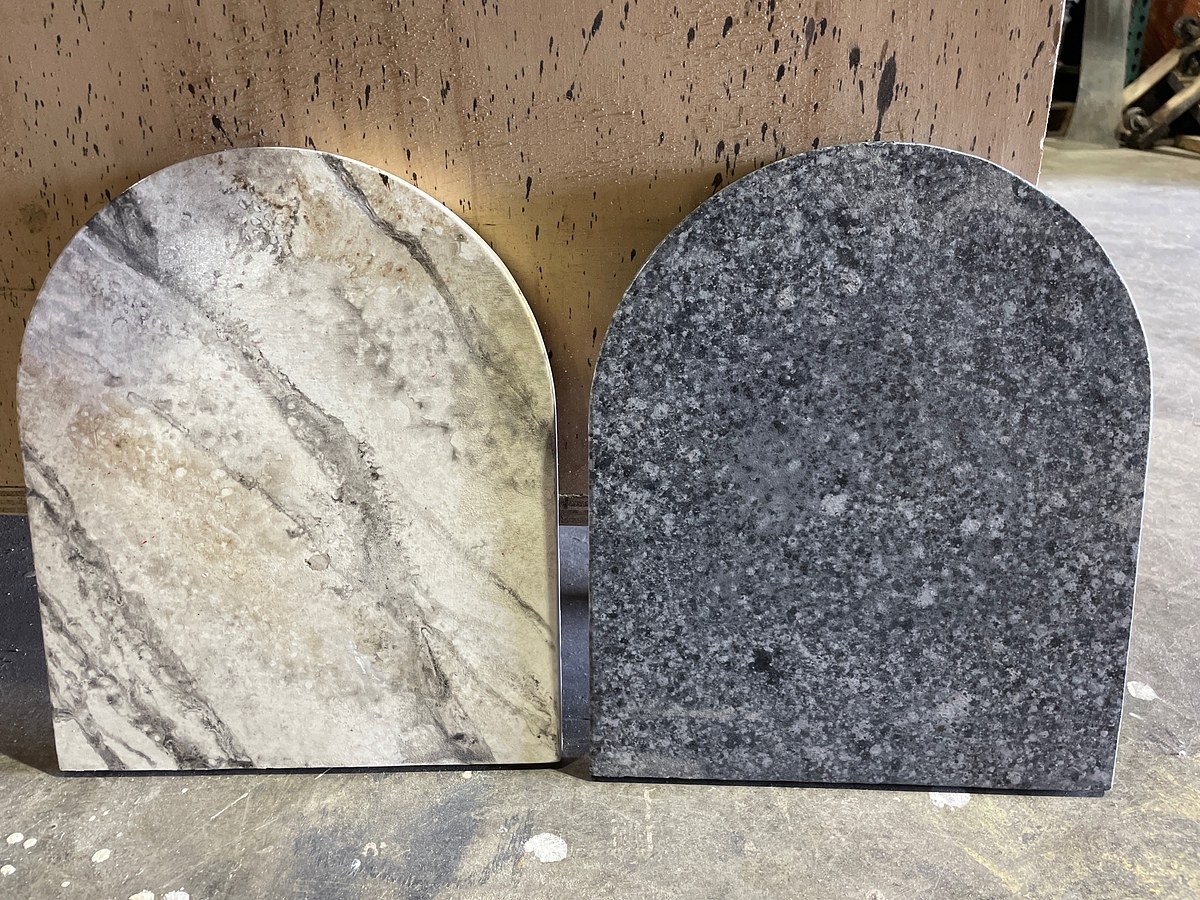 Faux marble/granite samples on wood