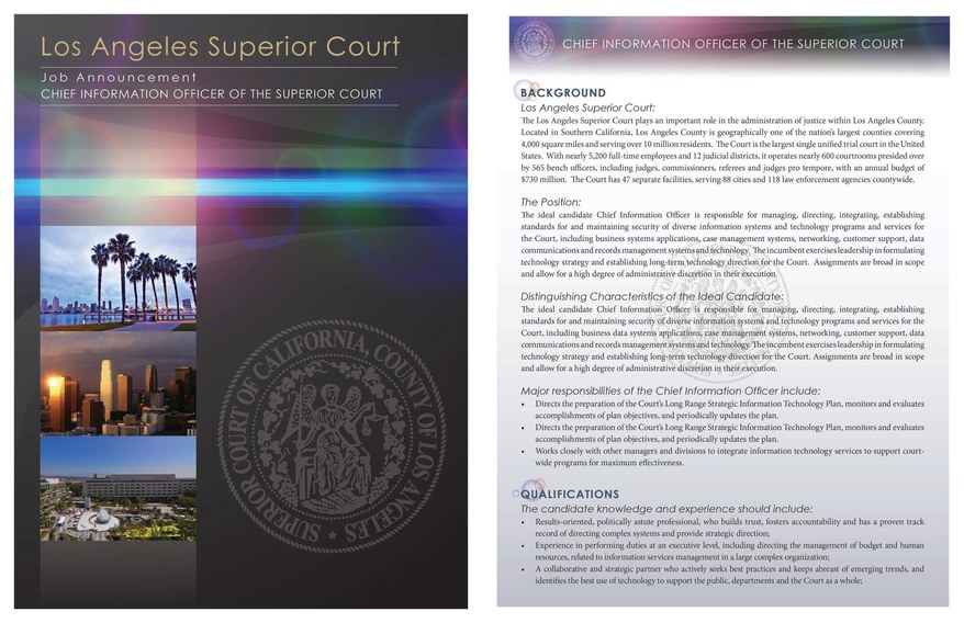 Job Announcement - Chief Information Officer, Los Angeles Superior Court