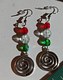 Red/green swirl earring
