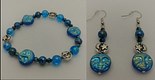 On the Moon blue irridescent moon earring and bracelet combo