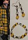 Black/yellow plaid earring and bracelet combo