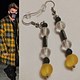 Black and yellow plaid earrings