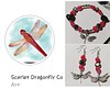 Scarlet dragonfly earring and bracelet combo