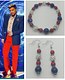 Starstruck red & blue shimmer earring and bracelet combo