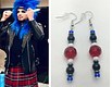 Wig party plaid earrings