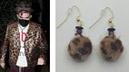 Fuzzy dark brown leopard earrings