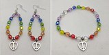 Pride rainbow heart earring & bracelet combo 
