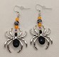 Black gem spider earrings