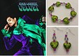 Velvet green & purple leopard earring and bracelet combo