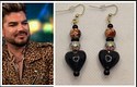 Black leopard heart earrings 