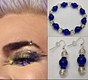 Royal blue & gold glitter earring and bracelet combo 