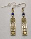 Gold & blue hieroglyph earrings 