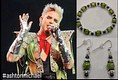 QAL Green rhinestone earring and bracelet combo 