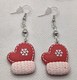 Red snowflake mitten earrings 