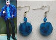 Blue fuzzy leopard earrings