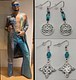 Teal blue lotus flower and Celtic knot earring set