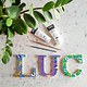 "Luc" painted wooden letters