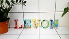 "Levon" painted wooden letters
