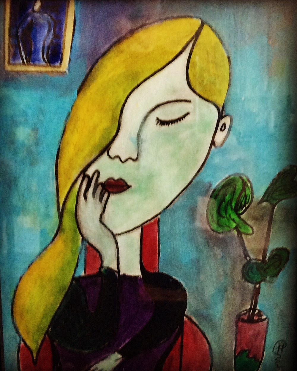 A thinking lady