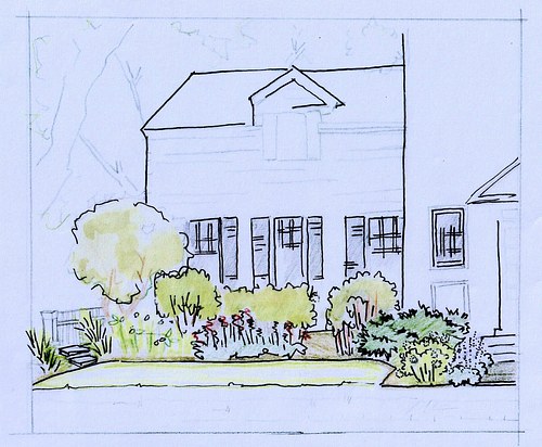 Historic home entry garden Concept Sketch