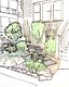 Entry garden concept sketch for historic 2-family home