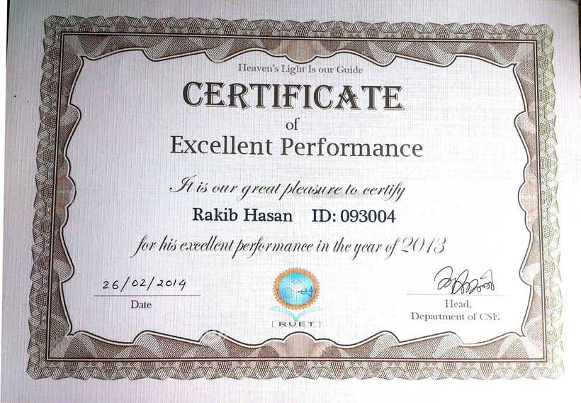 Excellent Performance of the year 2013 in RUET